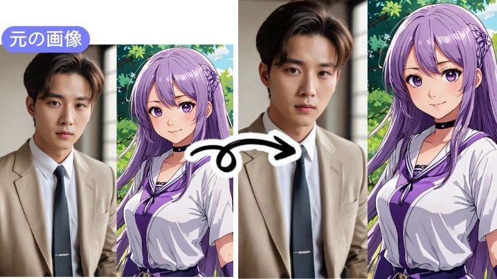 アニメ画像と人物画像