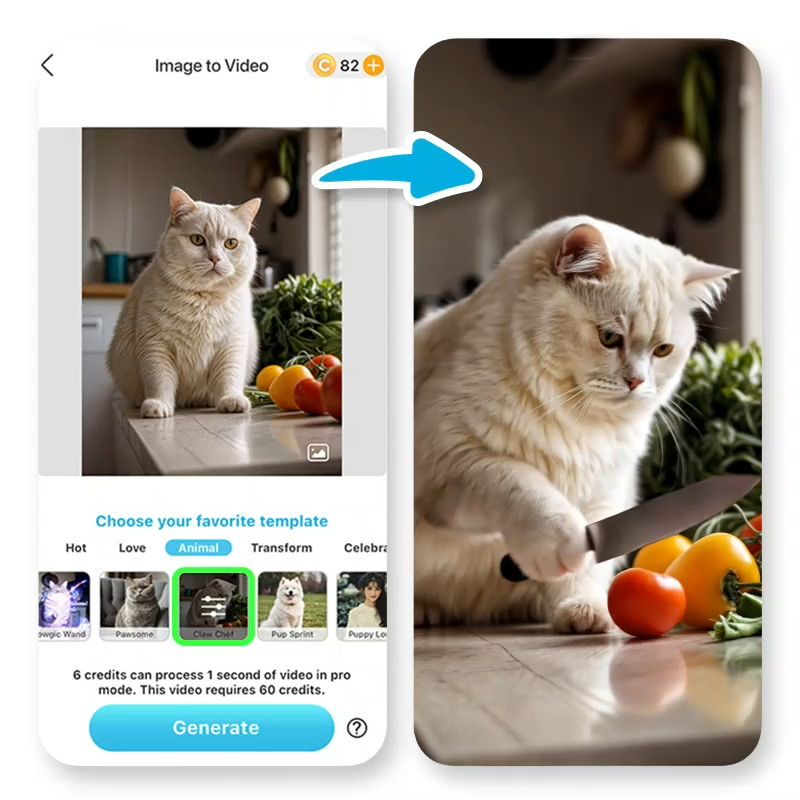Générateur de vidéo IA : meme de chats