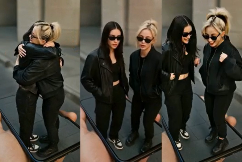An example of the 3D photo trend showing a woman in streetwear popping out of a smartphone screen.