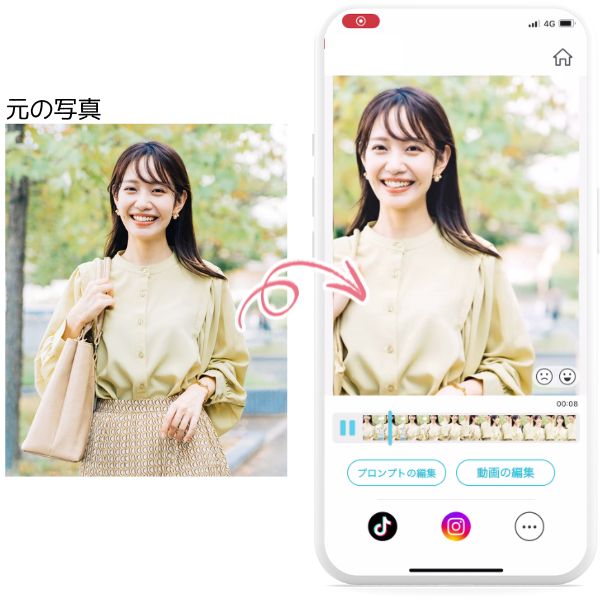 アプリで性別反転動画を生成