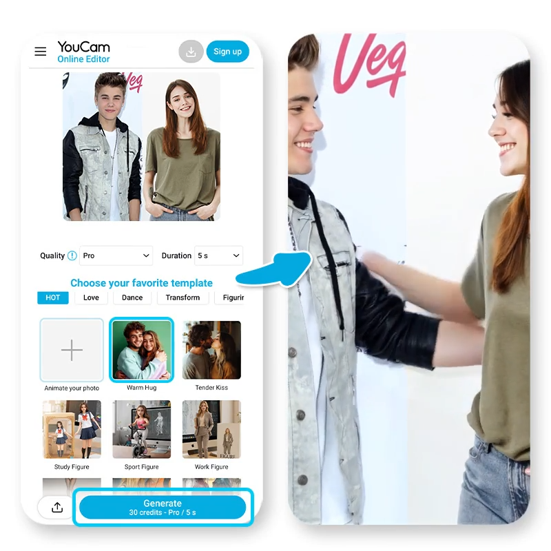 Abrazos virtuales estilo Polaroid con actores de Hollywood generados con IA