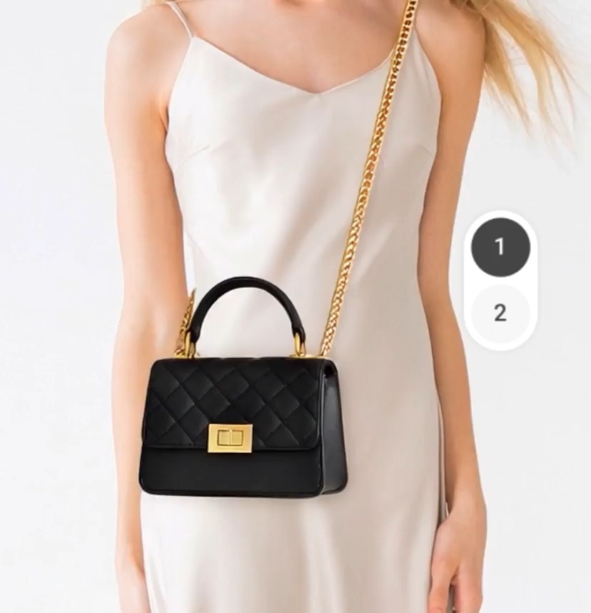 Shopper exploring luxury handbags through AR try-on experience