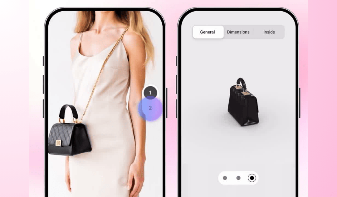 Shopper using Perfect Corp AR Bags 3D Viewer on smartphone