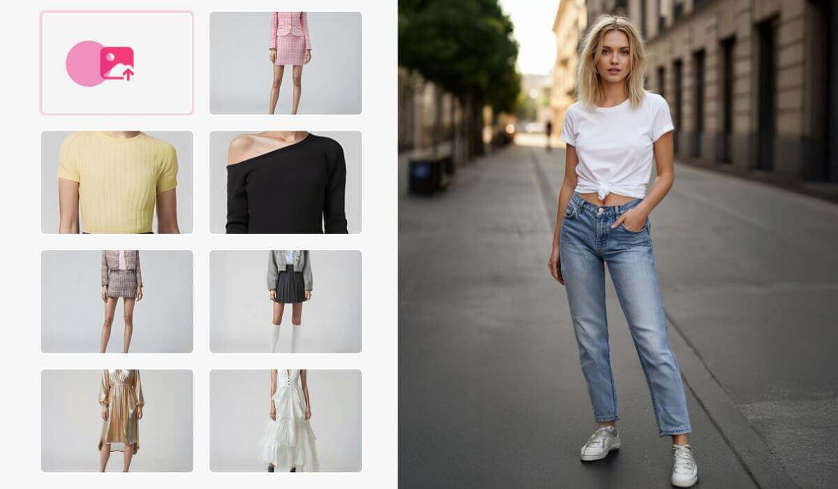 Before-and-after outfit try-on using Perfect Corp’s AI Clothes Changer