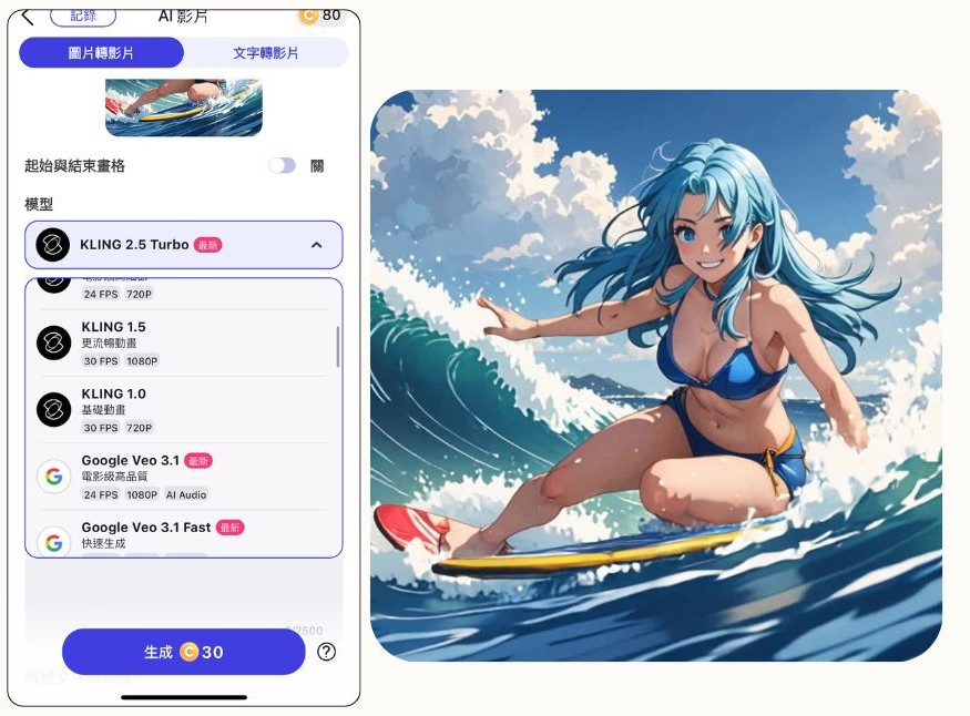 玩美AI繪圖 圖片轉影片