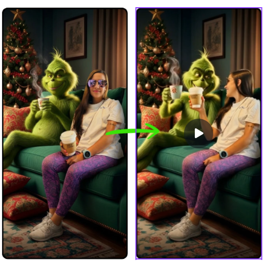 filtro del grinch tomando cafe