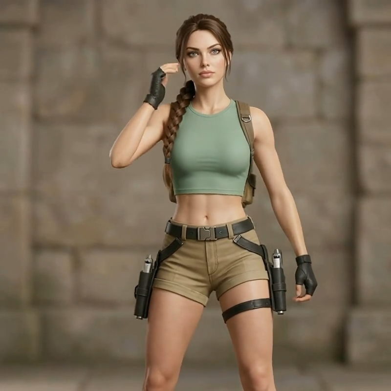Video lara croft personnalisé, sexy lara croft