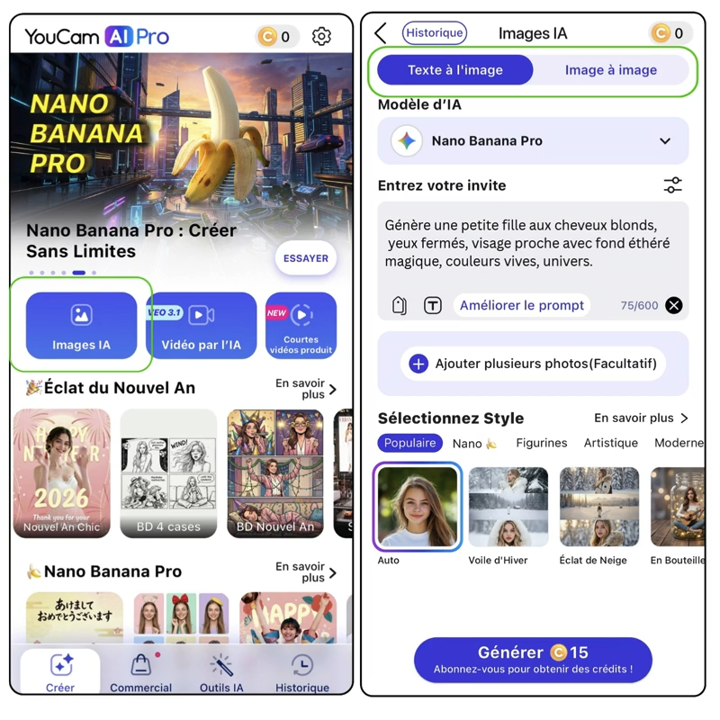 Générateur d'art IA gratuit : YouCam AI Pro