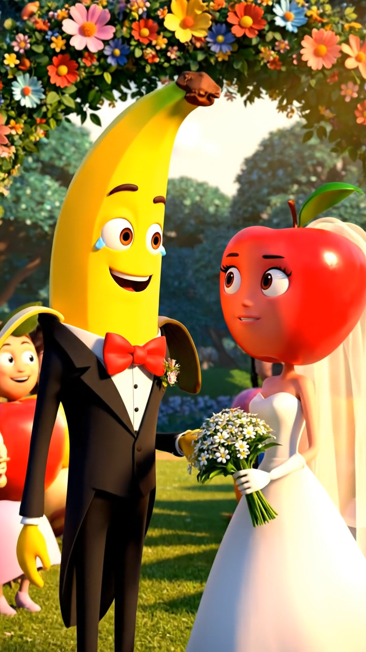 Série Tiktok video de fruits et histoire de fruits : Bananito et Appelina