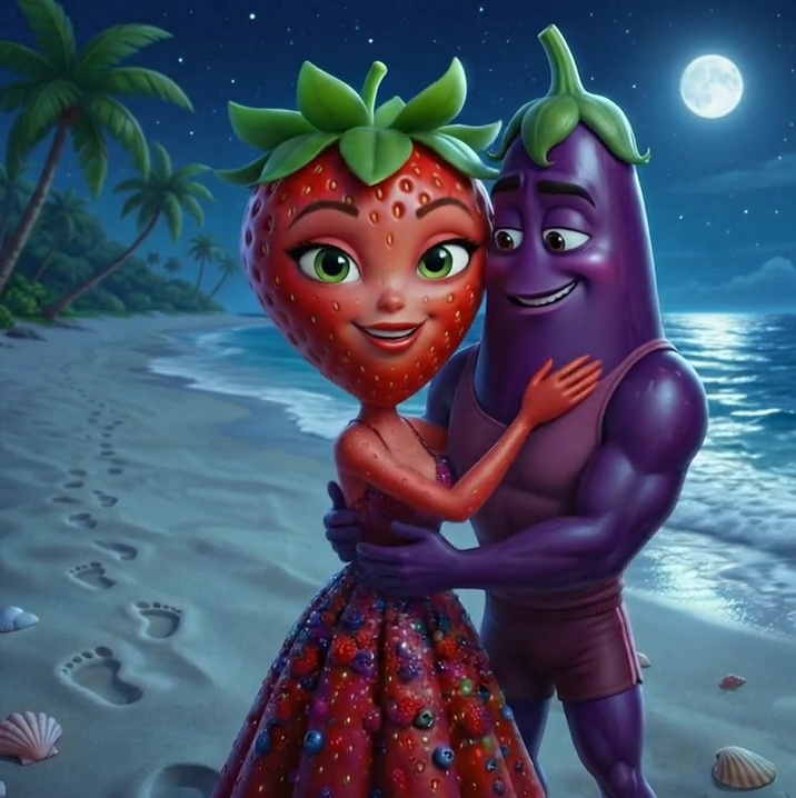 Animação de uma melancia, personagem da trend da ilha das frutas