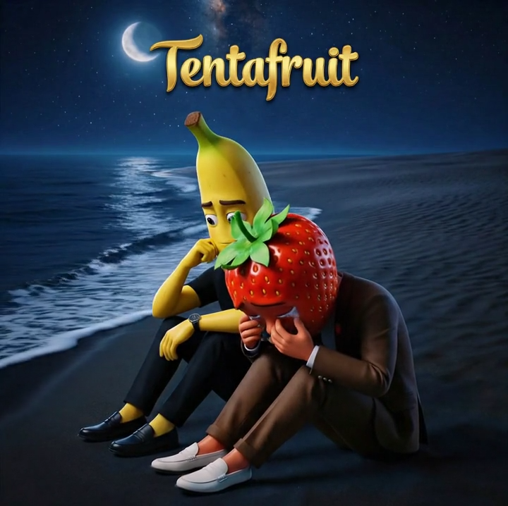 Animação de uma maçã, um dos personagens da Ilha das Frutas