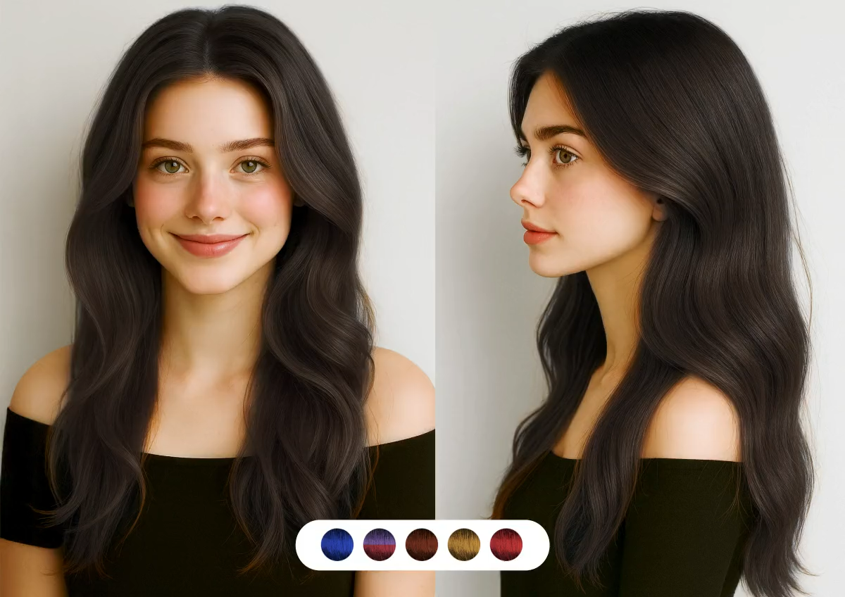 Application couleur de cheveux, simulateur couleur de cheveux