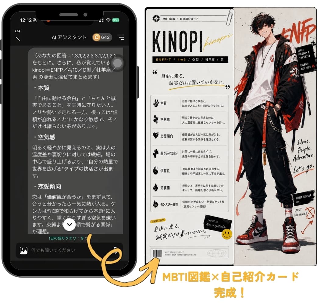 ChatGPTによるMBTI図鑑自己紹介カードが完成！