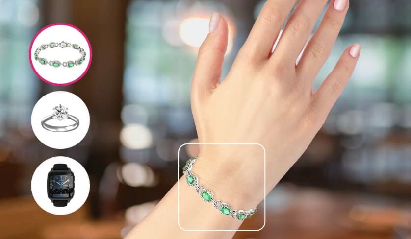 Preview of the AR Bracelet Try On by Perfect Corp., showcasing different types of accessories.
