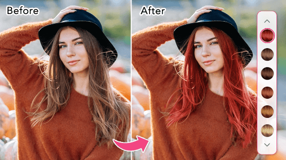 Cambiador de color de pelo con IA