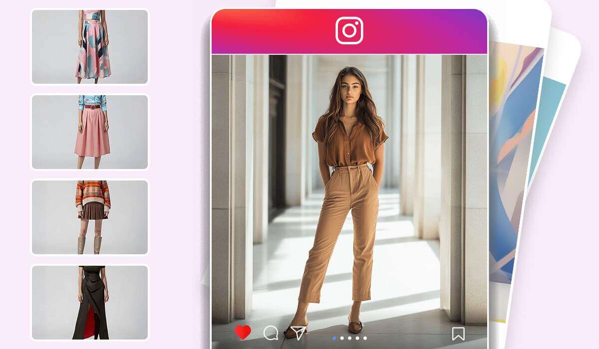 AI clothes changer showing woman in casual white outfit for social media platforms 