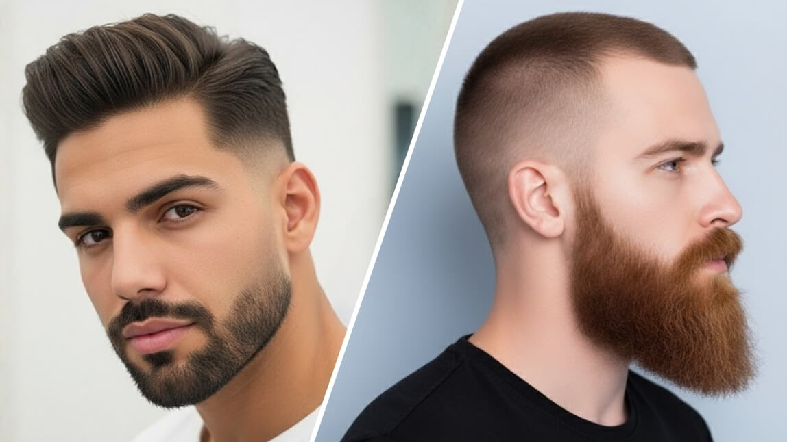 Beard Length Variations: Short, Long  Hair-Connected Fades