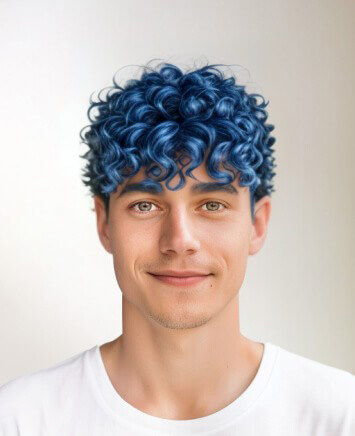 Short Curly Indigo