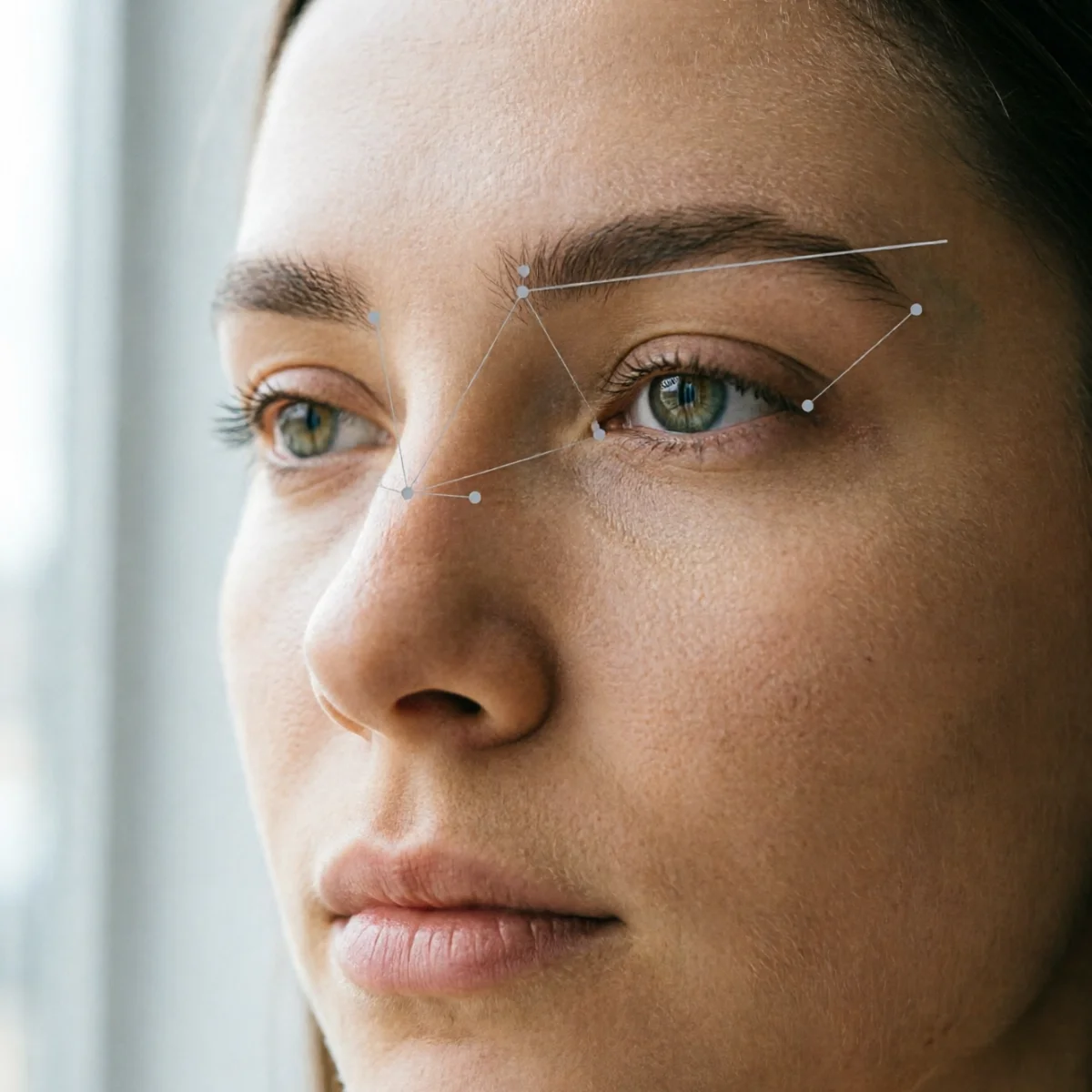AI brow mapping technology reshaping an eyebrow in real time