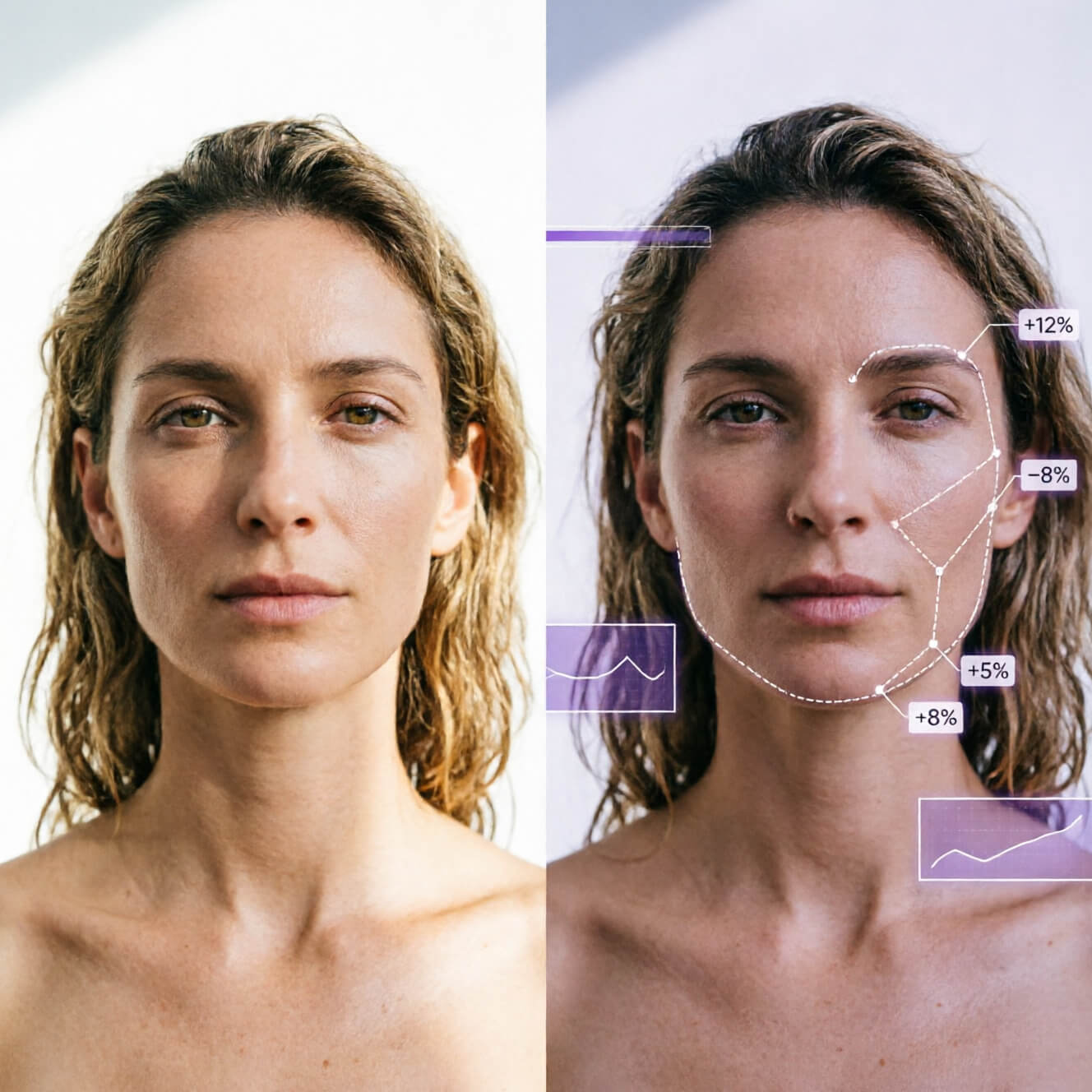 AI measuring bigonial width and jaw ratio from a front-facing photo
