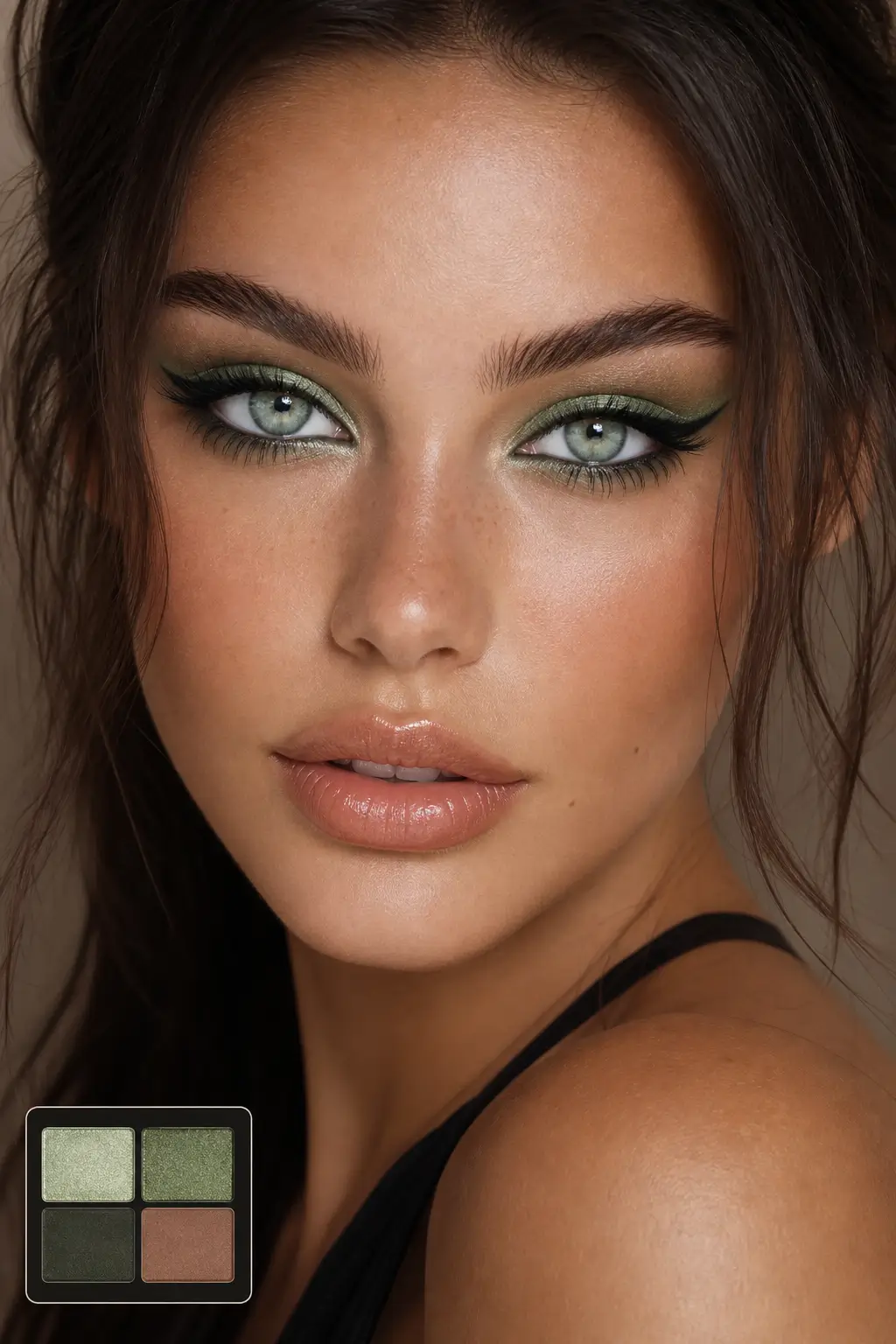 Range of eye color try-on results from natural hazel to bold theatrical blue