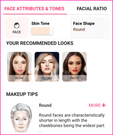 Face Shape Detailed Results
