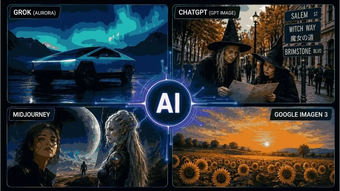 Image Generator Comparison: Grok AI, ChatGPT, Midjourney & Perfect Corp. (YouCam API)