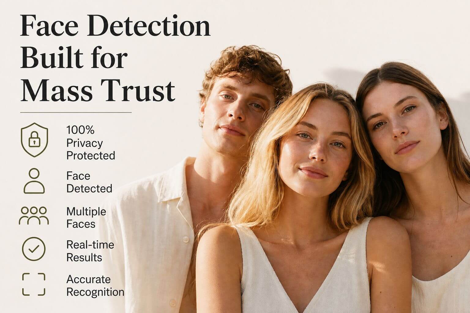 Privacy shield icon over jawline analysis interface