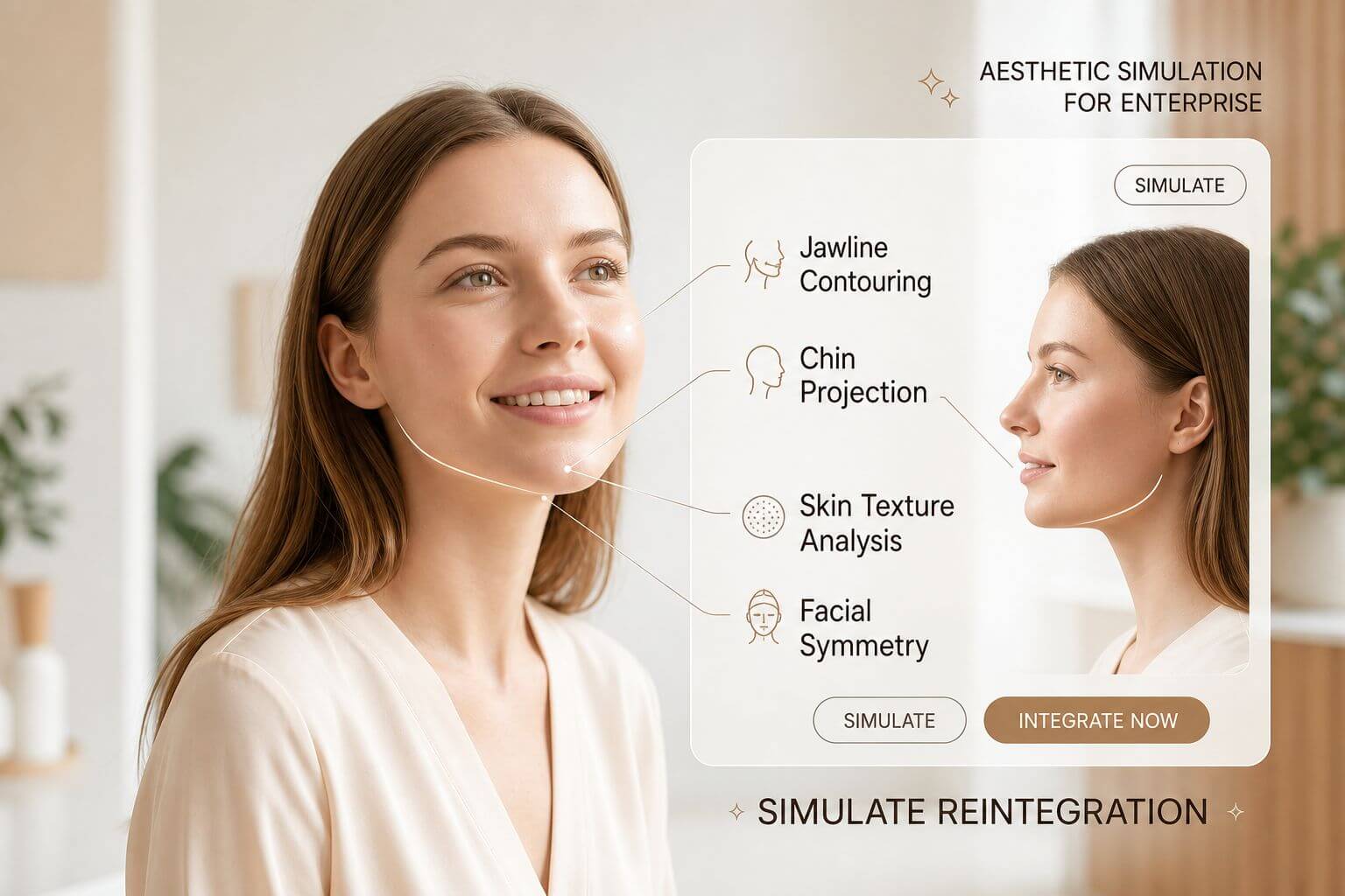 Before and after jawline reshape simulation on a user photo
