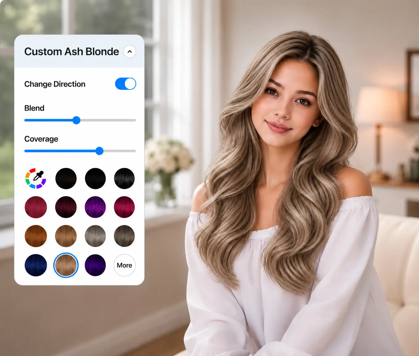 Ash blonde shade selection with custom HEX color codes