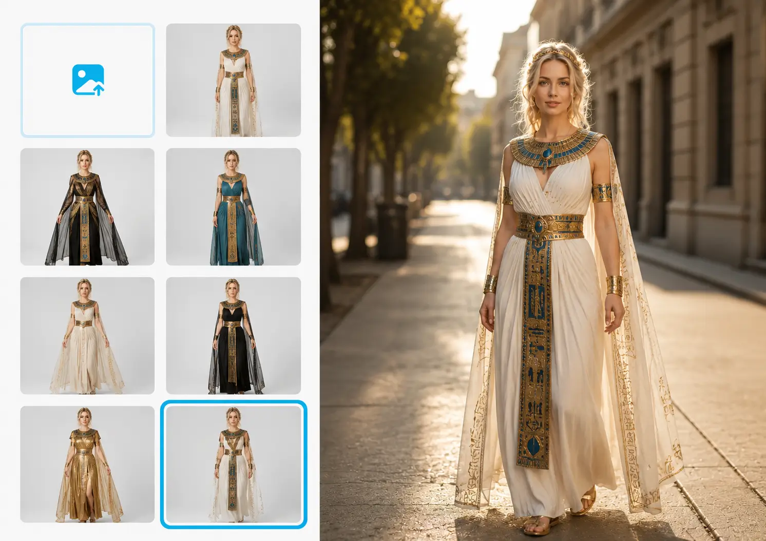 Photorealistic AI rendering of Egyptian kaftan fabric texture and embroidery detail