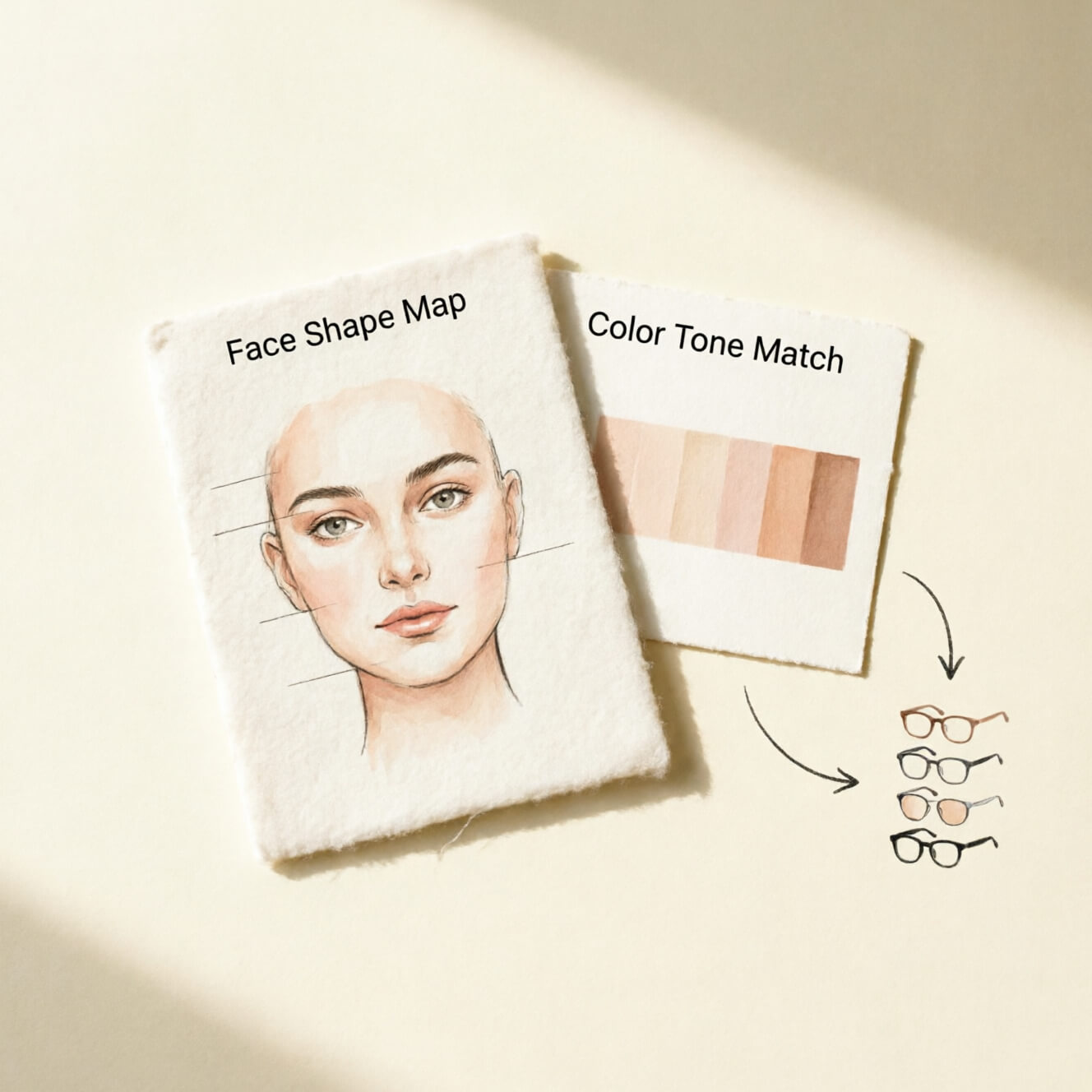 AI analyzing face shape and skin tone to recommend matching eyewear frames