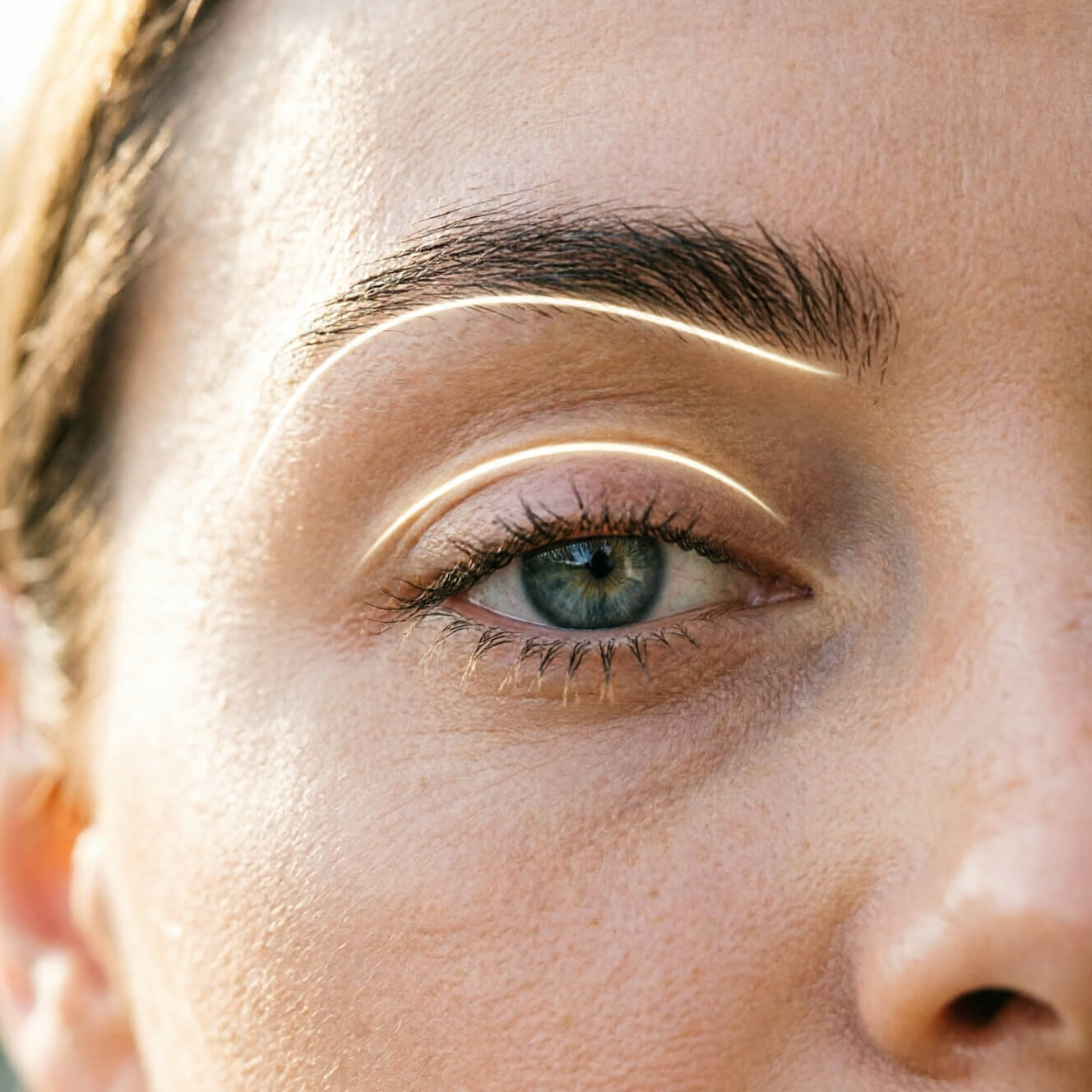 AI thin eyebrow filter reshaping technology close-up