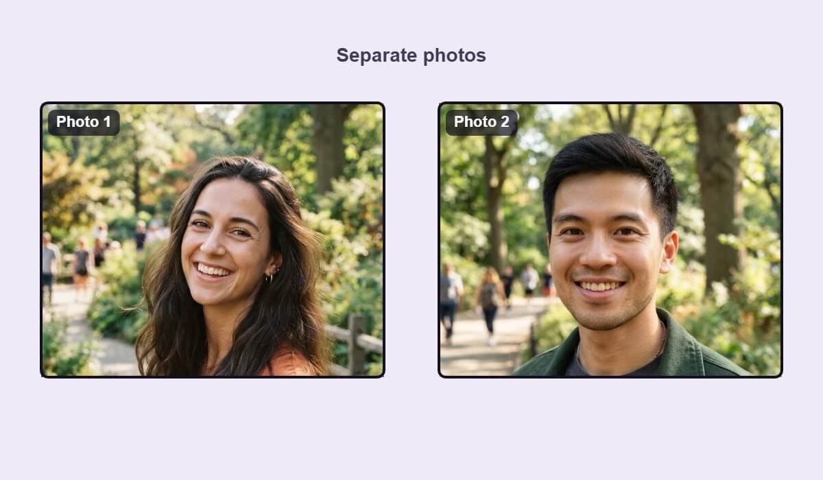 A woman and a man in two solo photos shown separately