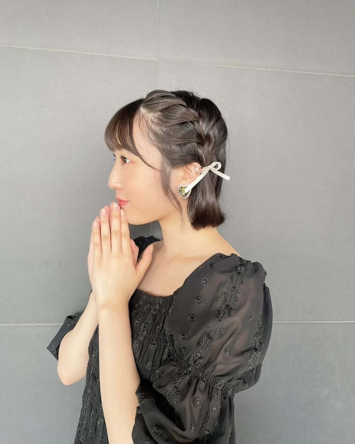 編み込みショート・ボブ|体育祭のヘアアレンジおすすめ(ショート・ボブ) 編み込みショート・ボブ 体育祭のヘアアレンジ(ショート・ボブ)