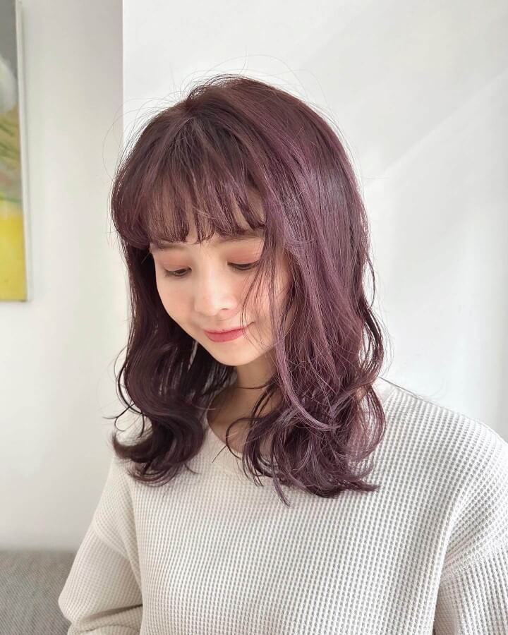 ブルベ冬暗めヘアカラーラベンダーピンク|ブルベ冬に似合う髪色 ブルベ冬暗めヘアカラーラベンダーピンクのヘアカラー例