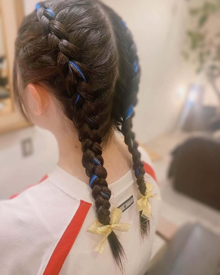 編み込みヘア|体育祭のヘアアレンジおすすめ(ロング) 編み込みヘア 体育祭のヘアアレンジ(ロング)