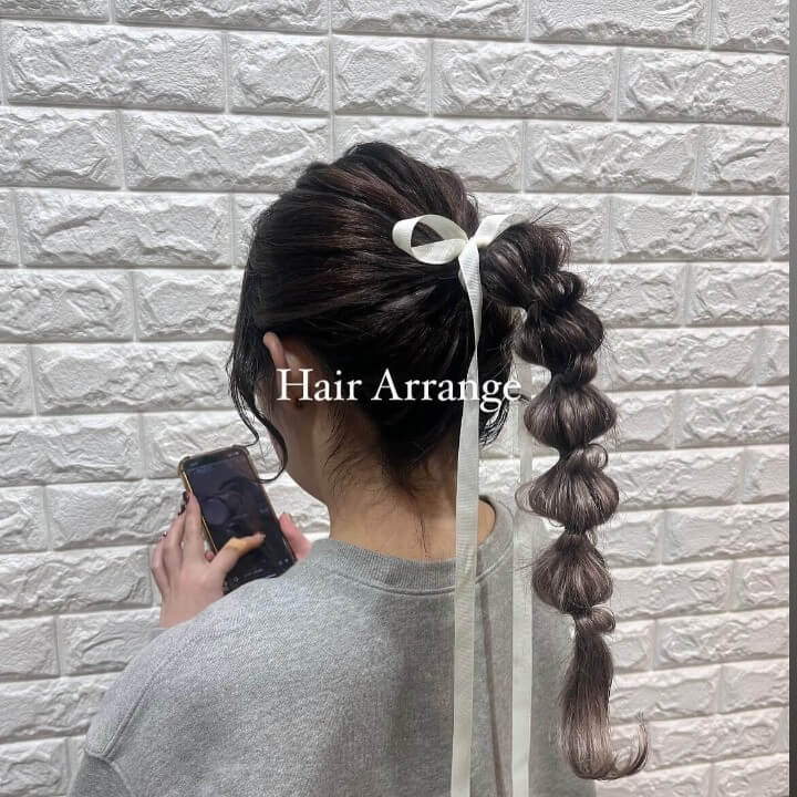 玉ねぎヘア|体育祭のヘアアレンジおすすめ(ロング) 玉ねぎヘア 体育祭のヘアアレンジ(ロング)
