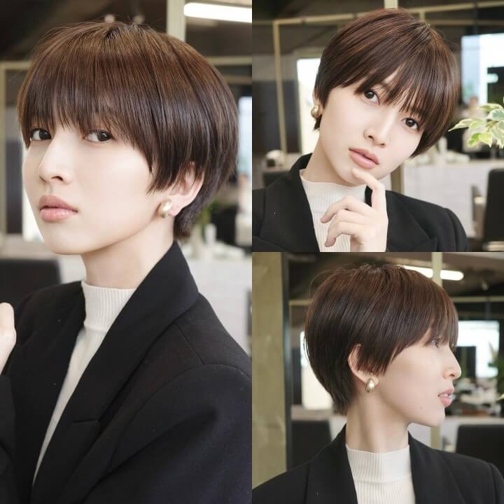 ナチュラルストレートショート|吉瀬美智子さん風髪型おすすめ(50代) ナチュラルストレートショート 吉瀬美智子さん風髪型(50代)