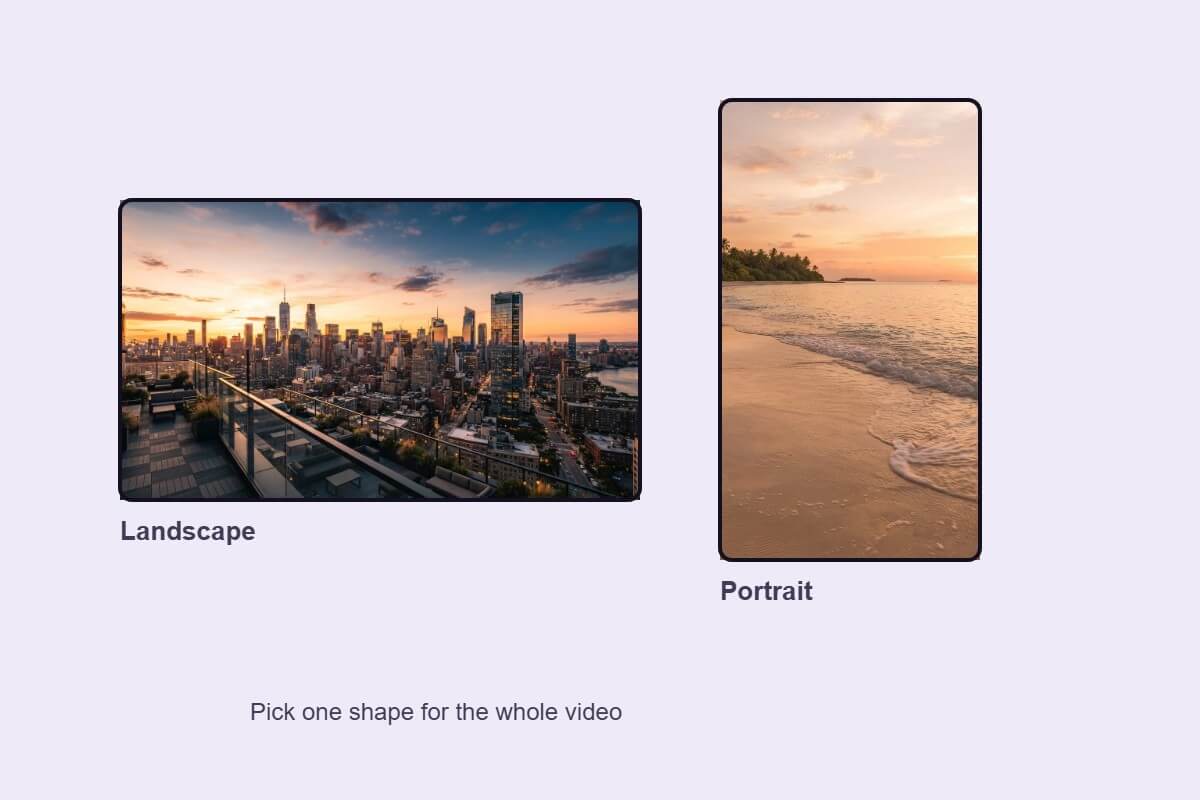 A wide landscape frame next to a tall portrait frame, shown as an illustrative drawing