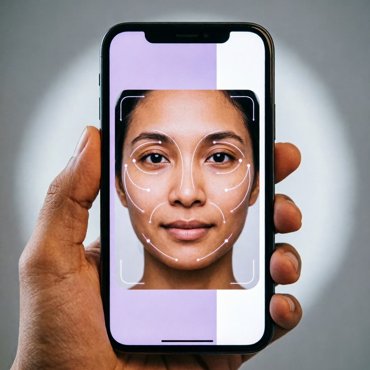 AI facial ratio analysis showing proportion measurements for a looksmaxxing scale score