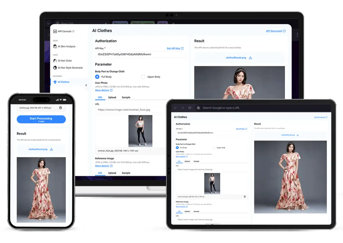 Virtual Dressing Room API integration across different channels