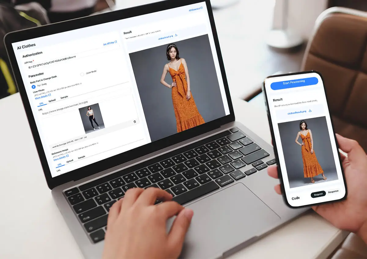 Virtual dressing room experience running across website and app