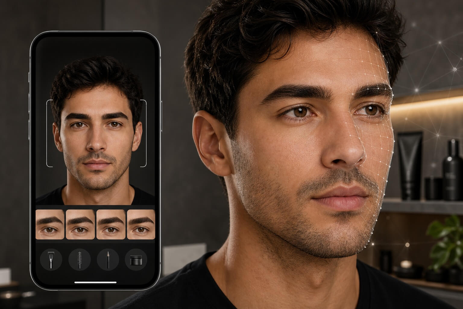 Brand dashboard showing eyebrow try-on engagement results